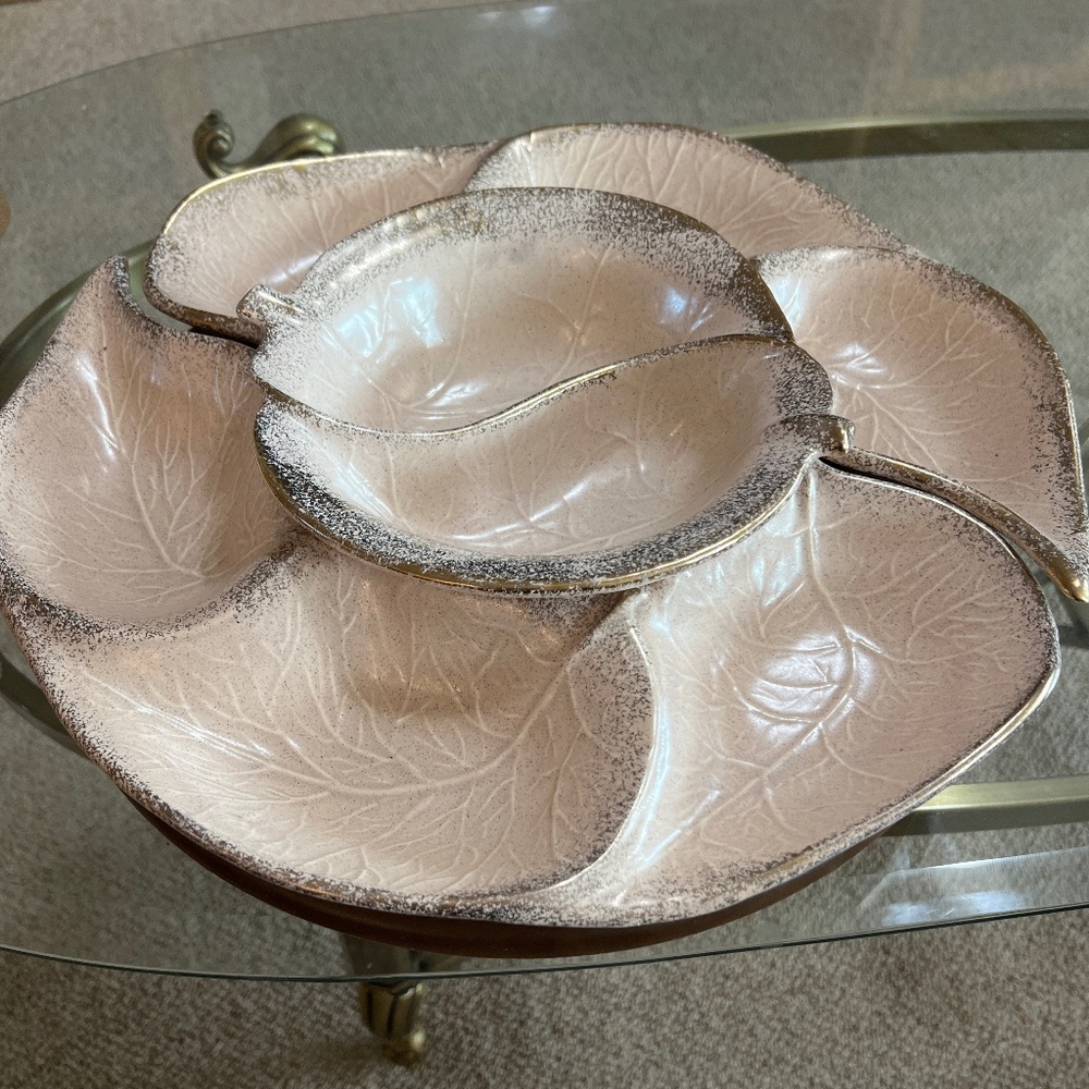 Vintage Mid Century Lazy Susan Chips&Dip Set